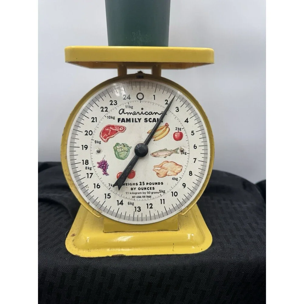 Vintage American Family Scale Yellow Kitchen Scale 25lb